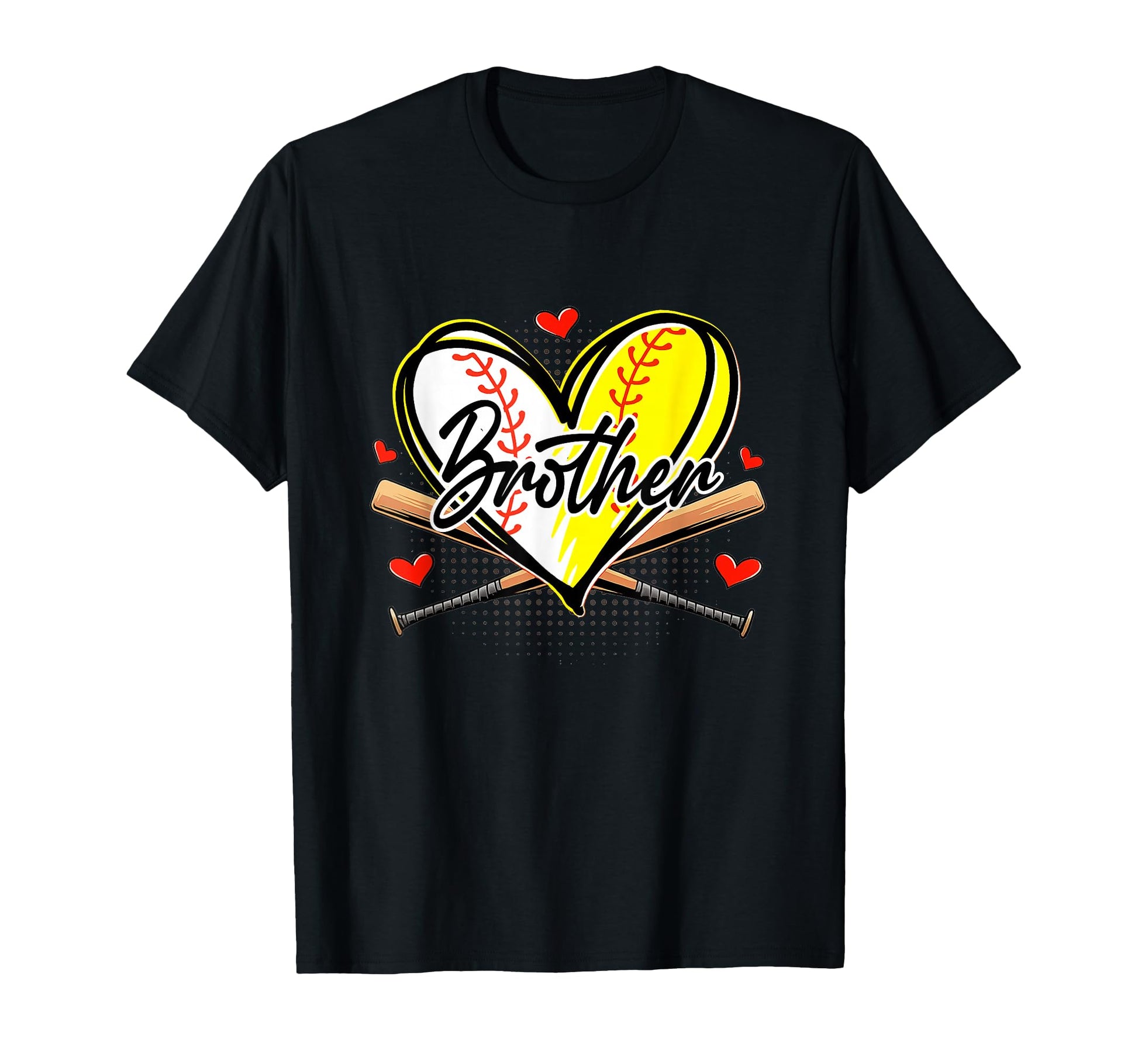 Baseball Softball Heart Ball Brother T-Shirt - Custom Art Print for Adults - T-Shirt, Sweatshirt, Hoodie