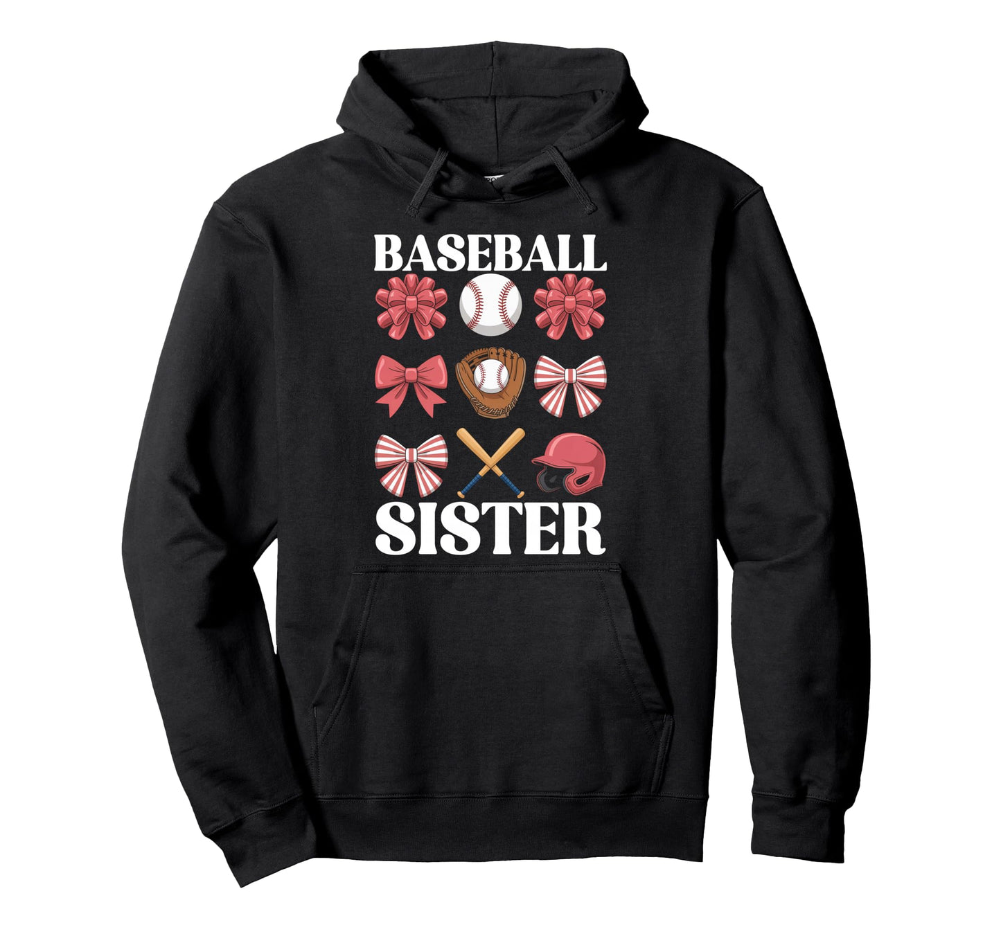 Baseball Sister Coquette Bow Hoodie - Fun Novelty Design for Adults - T-Shirt, Sweatshirt, Hoodie