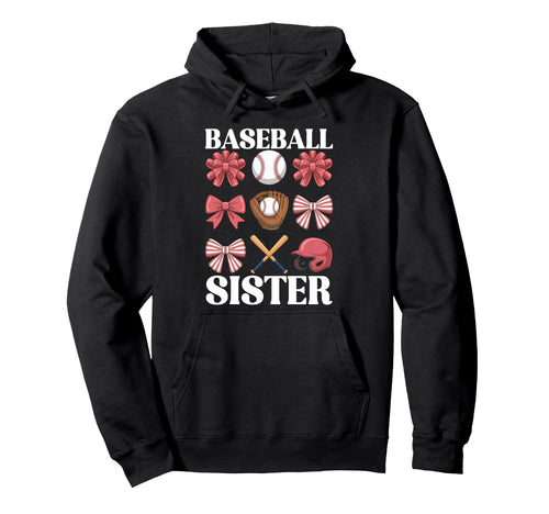 Baseball Sister Coquette Bow Hoodie - Fun Novelty Design for Adults - T-Shirt, Sweatshirt, Hoodie