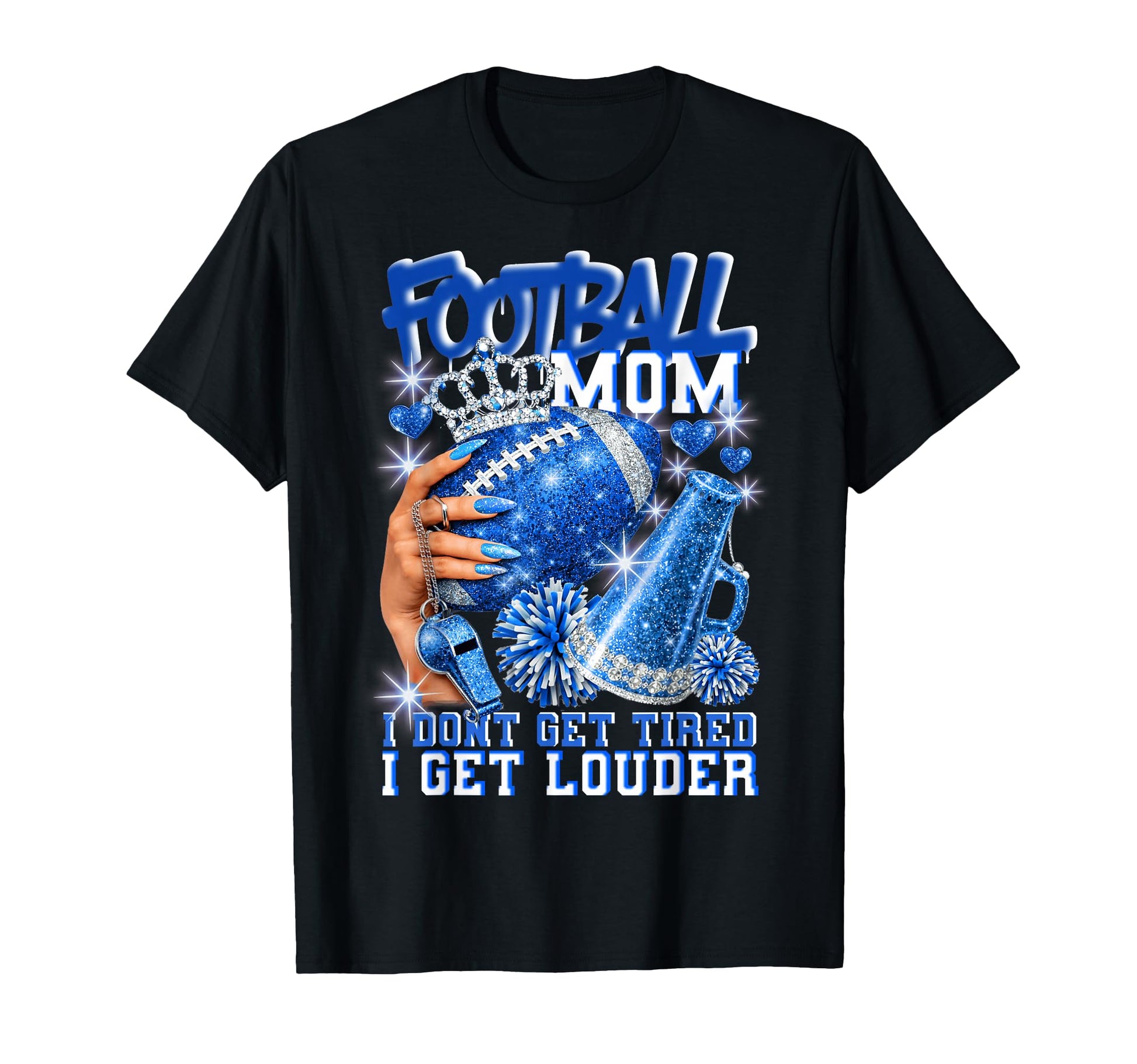 Football Mom I Get Louder Sparkle T-Shirt - Aesthetic Graphic Men Women - T-Shirt, Sweatshirt, Hoodie