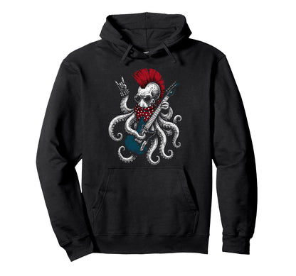 Funny Octopus Playing Guitar Usa Hoodie - Casual Everyday Wear for Adults - T-Shirt, Sweatshirt, Hoodie