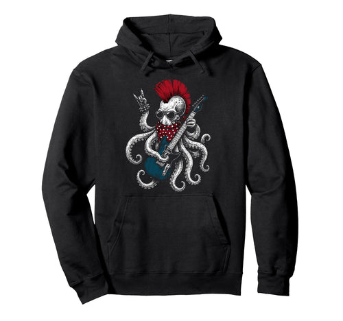Funny Octopus Playing Guitar Usa Hoodie - Casual Everyday Wear for Adults - T-Shirt, Sweatshirt, Hoodie