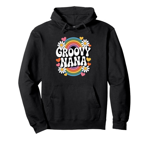 Groovy Nana Rainbow Daisy Heart Grandma Hoodie - Unique Graphic for Adults - T-Shirt, Sweatshirt, Hoodie