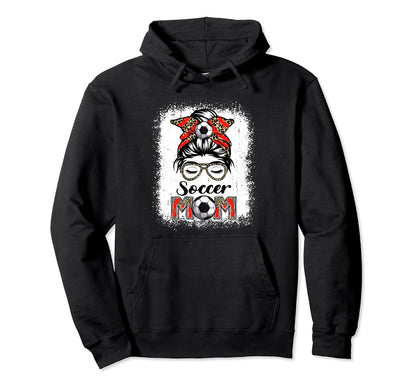 Soccer Mom Game Day Messy Bun Hoodie - Aesthetic Graphic for Adults - T-Shirt, Sweatshirt, Hoodie