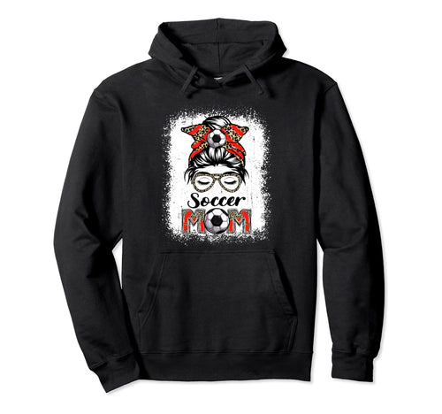 Soccer Mom Game Day Messy Bun Hoodie - Aesthetic Graphic for Adults - T-Shirt, Sweatshirt, Hoodie