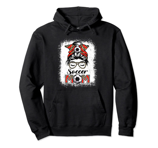 Soccer Mom Game Day Messy Bun Hoodie - Aesthetic Graphic for Adults - T-Shirt, Sweatshirt, Hoodie