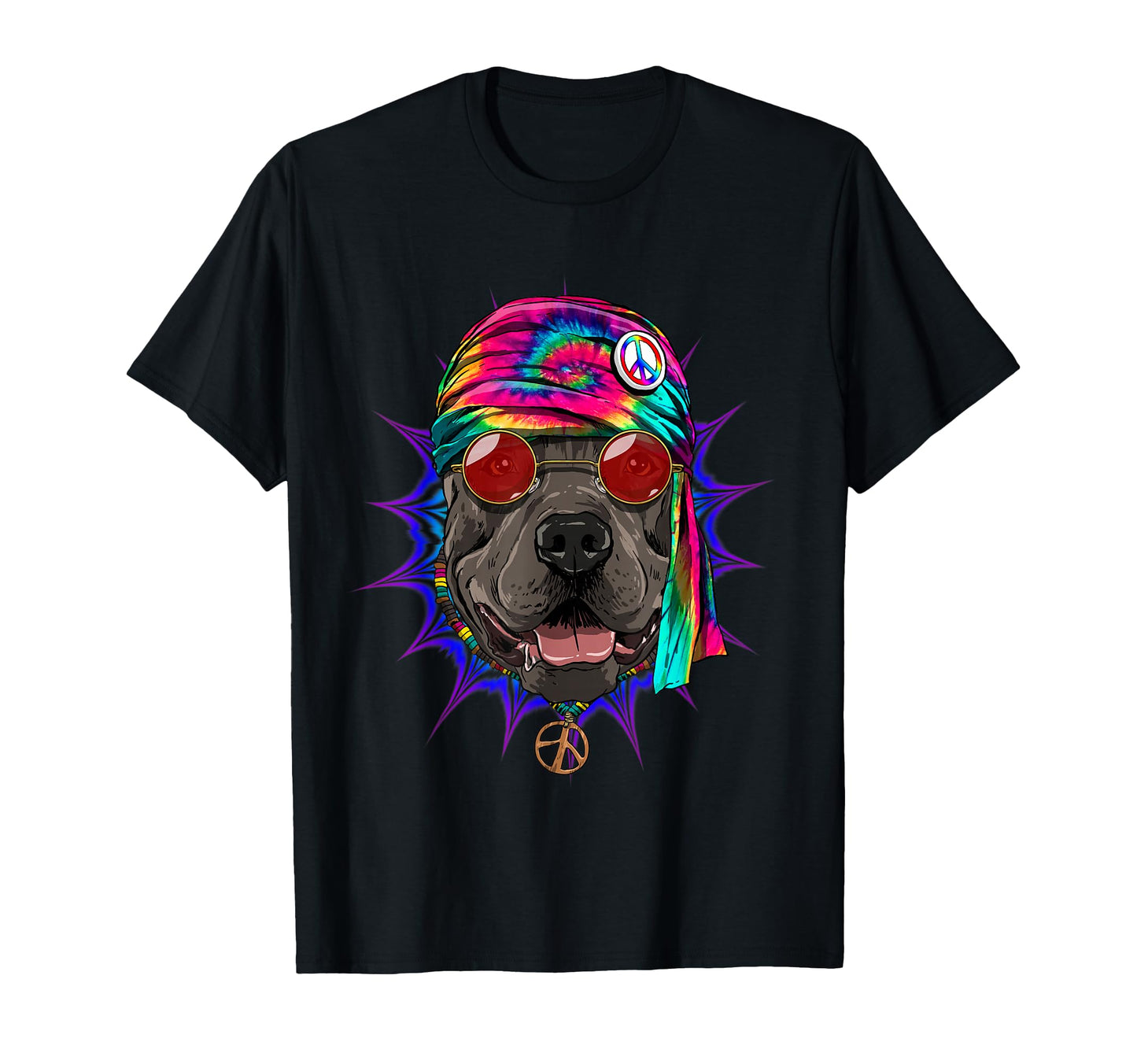 Tie Dye Hippie Pit Bull Hippiness T-Shirt - Minimalist Print Men Women - T-Shirt, Sweatshirt, Hoodie