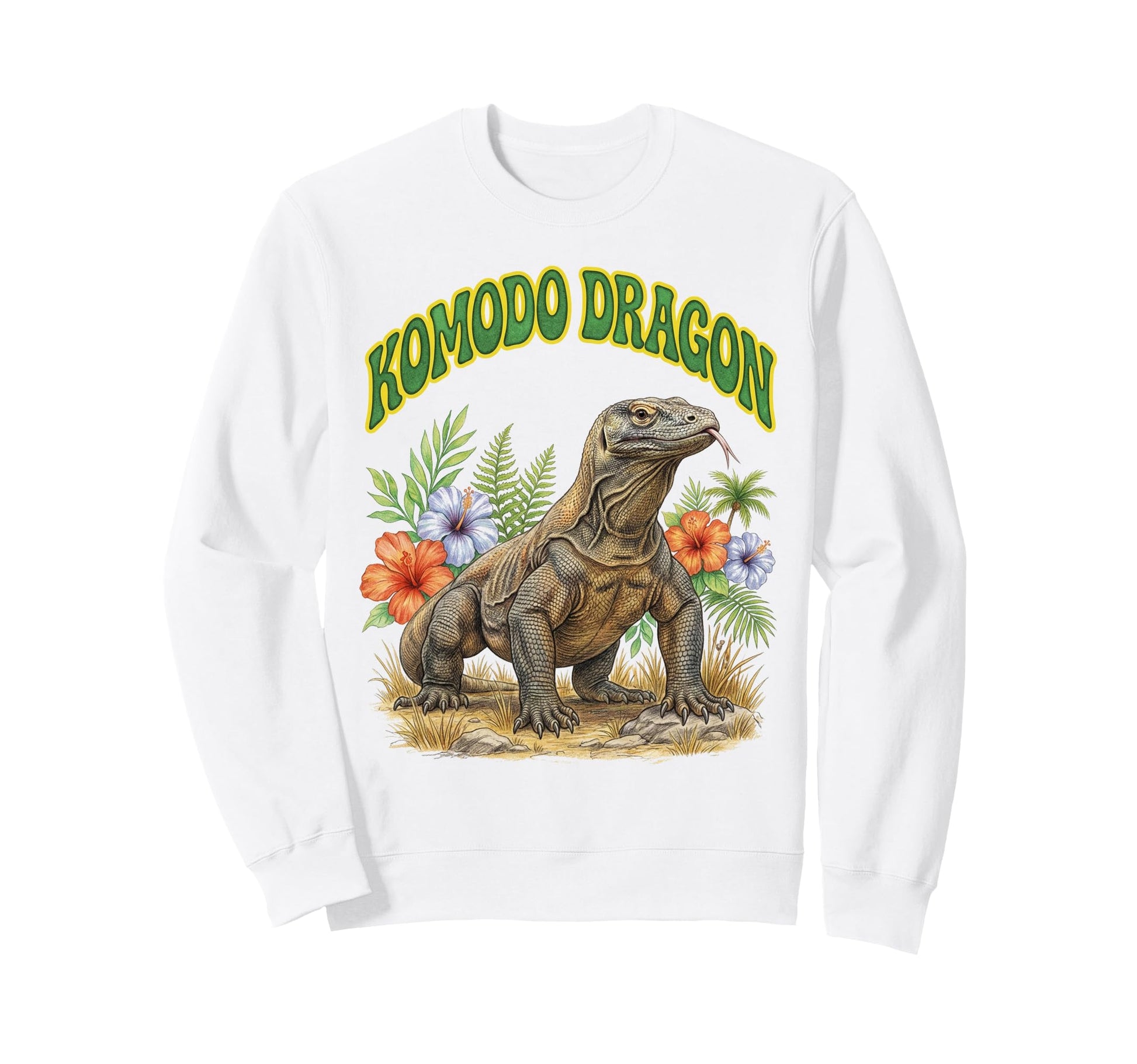 Komod Dragon Groovy Floral Watercolor Sweatshirt - Novelty Apparel Unisex - T-Shirt, Sweatshirt, Hoodie