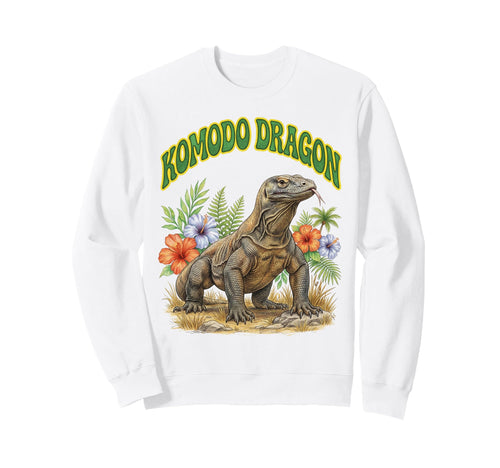 Komod Dragon Groovy Floral Watercolor Sweatshirt - Novelty Apparel Unisex - T-Shirt, Sweatshirt, Hoodie
