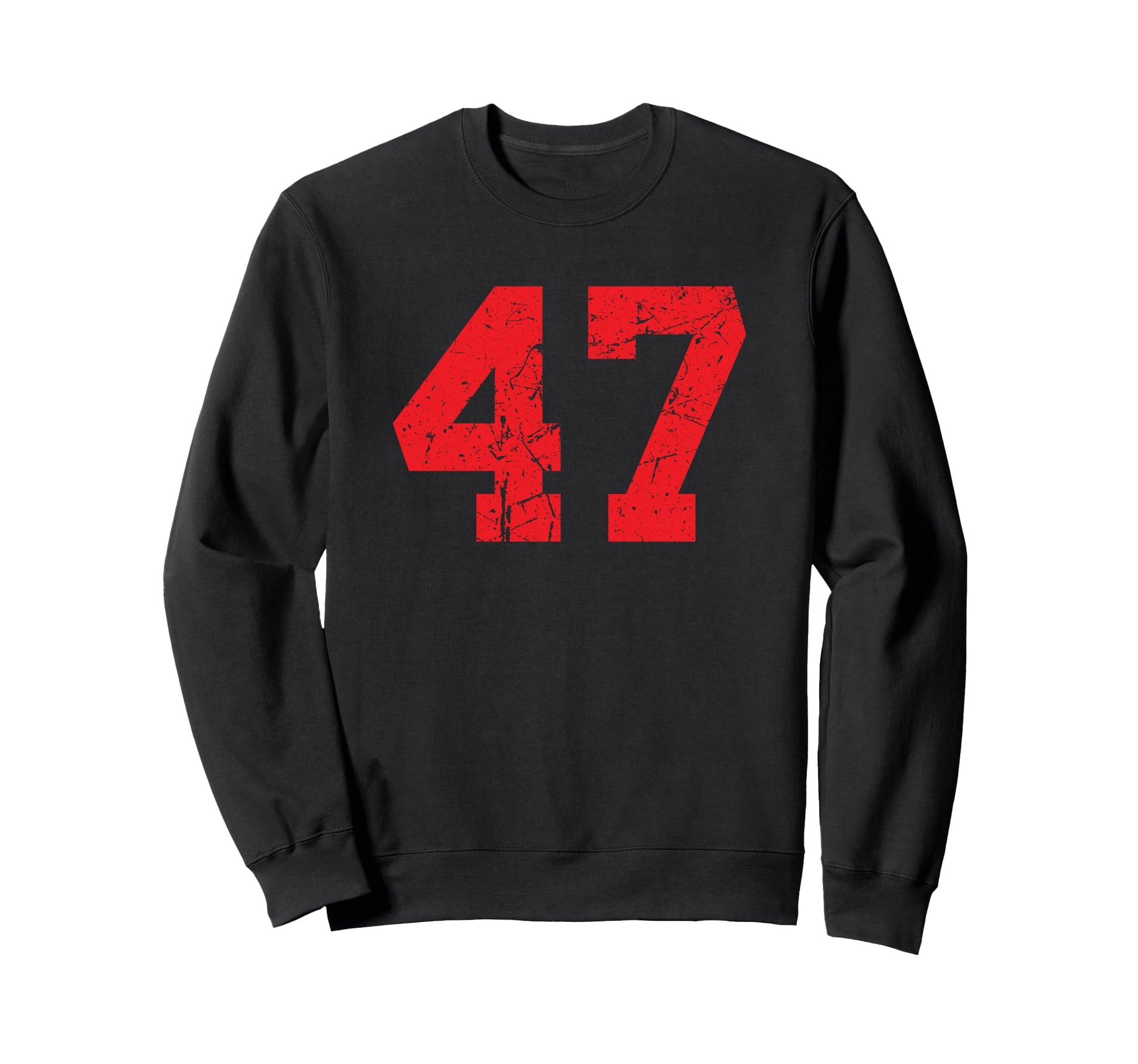 Red Distressed Sports Team Number 47 Sweatshirt - Graphic Print for Adults - T-Shirt, Sweatshirt, Hoodie