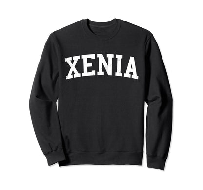 Xenia Oh Distressed White Varsity Sweatshirt - Minimalist Print Men Women - T-Shirt, Sweatshirt, Hoodie