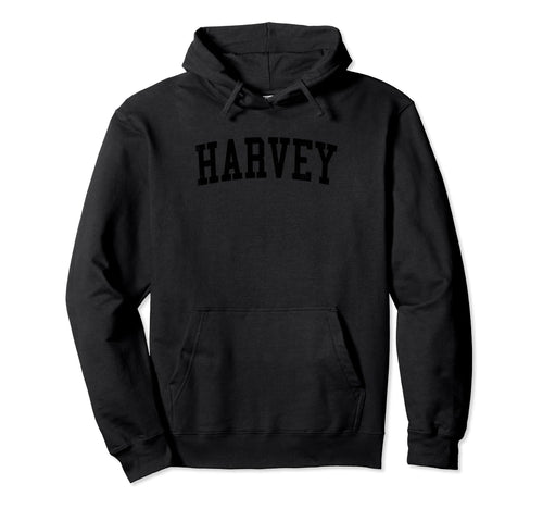 Harvey La Distressed Black Varsity Hoodie - Minimalist Print for Adults - T-Shirt, Sweatshirt, Hoodie