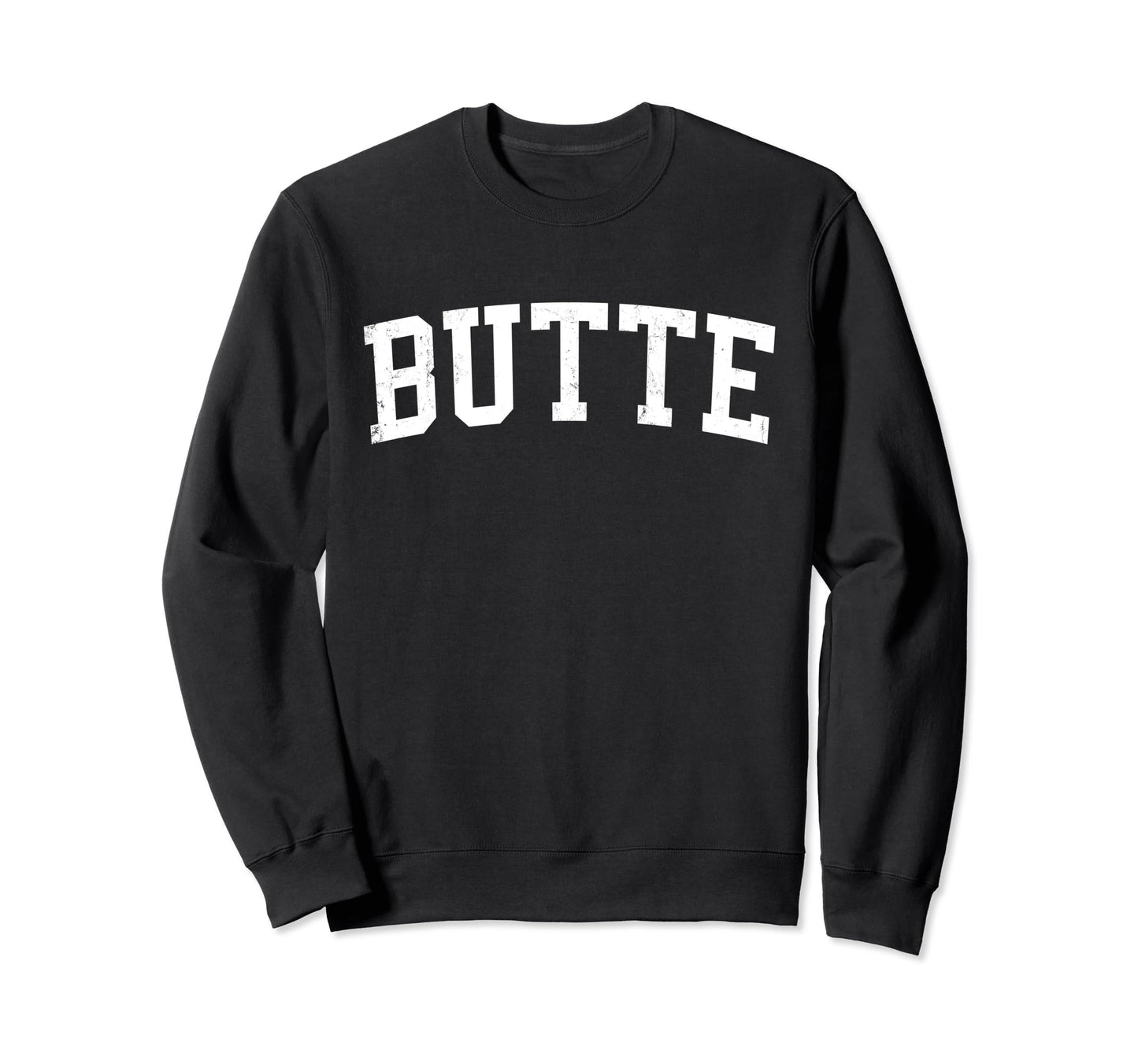 Butte Mt Distressed White Sweatshirt - Casual Everyday Wear Men Women - T-Shirt, Sweatshirt, Hoodie