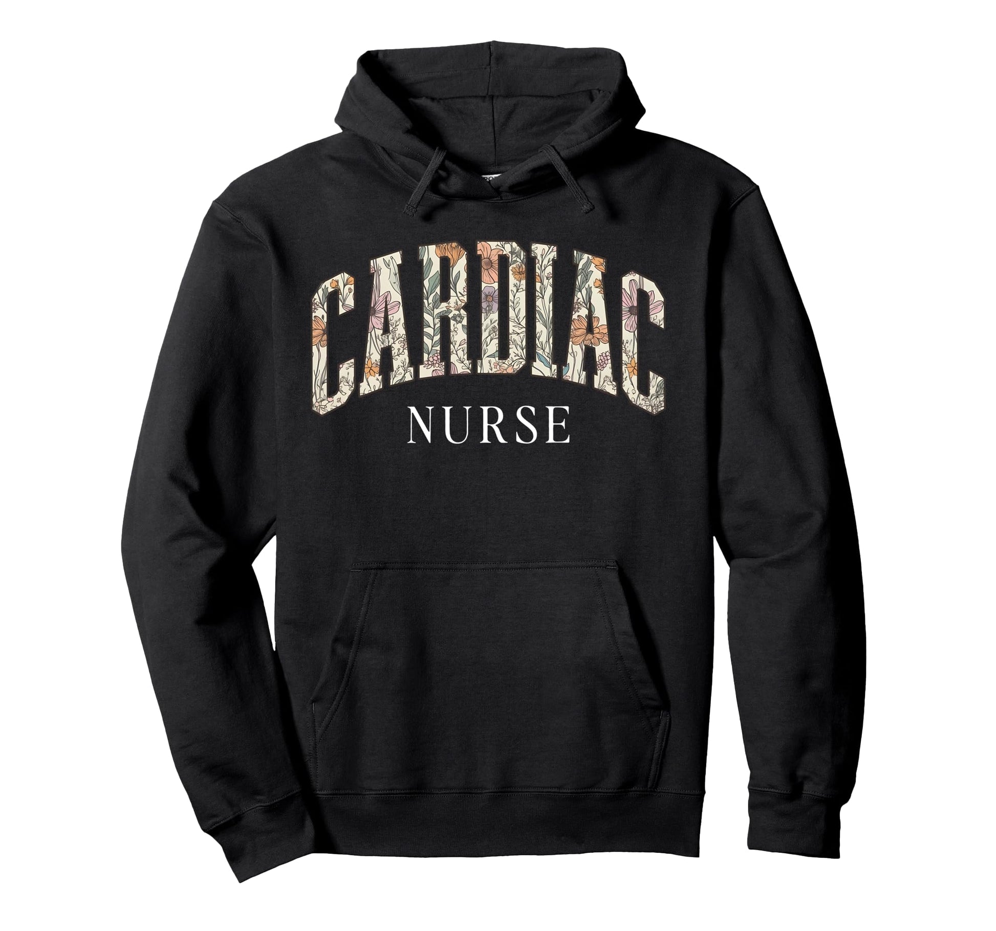Boho Floral Cardiac Nurse Heart Hoodie - Custom Art Print Unisex - T-Shirt, Sweatshirt, Hoodie