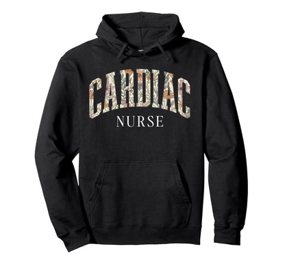 Boho Floral Cardiac Nurse Heart Hoodie - Custom Art Print Unisex - T-Shirt, Sweatshirt, Hoodie