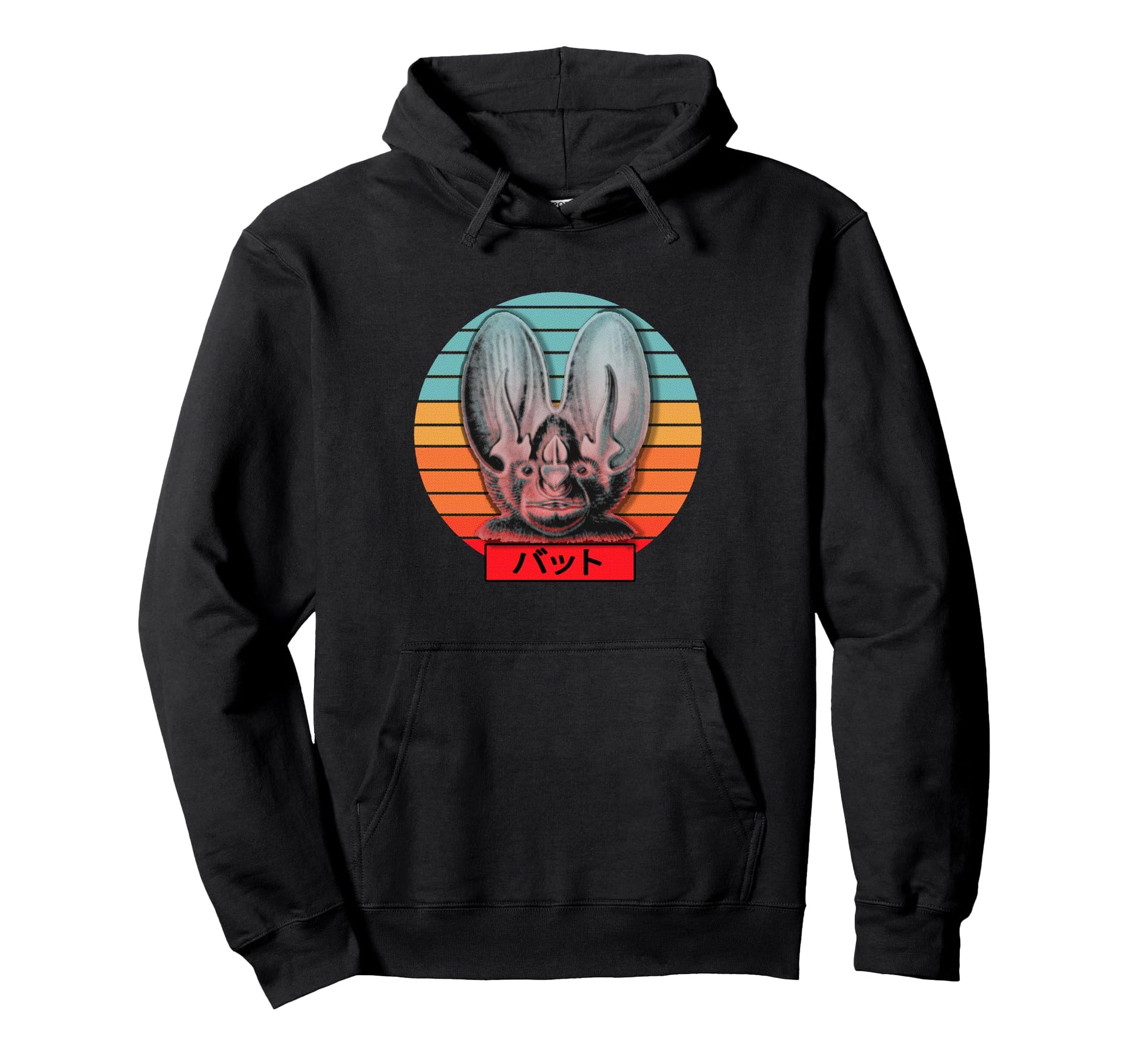 Bat Drawing Synthwave Japanese Hoodie - Casual Everyday Wear Unisex - T-Shirt, Sweatshirt, Hoodie