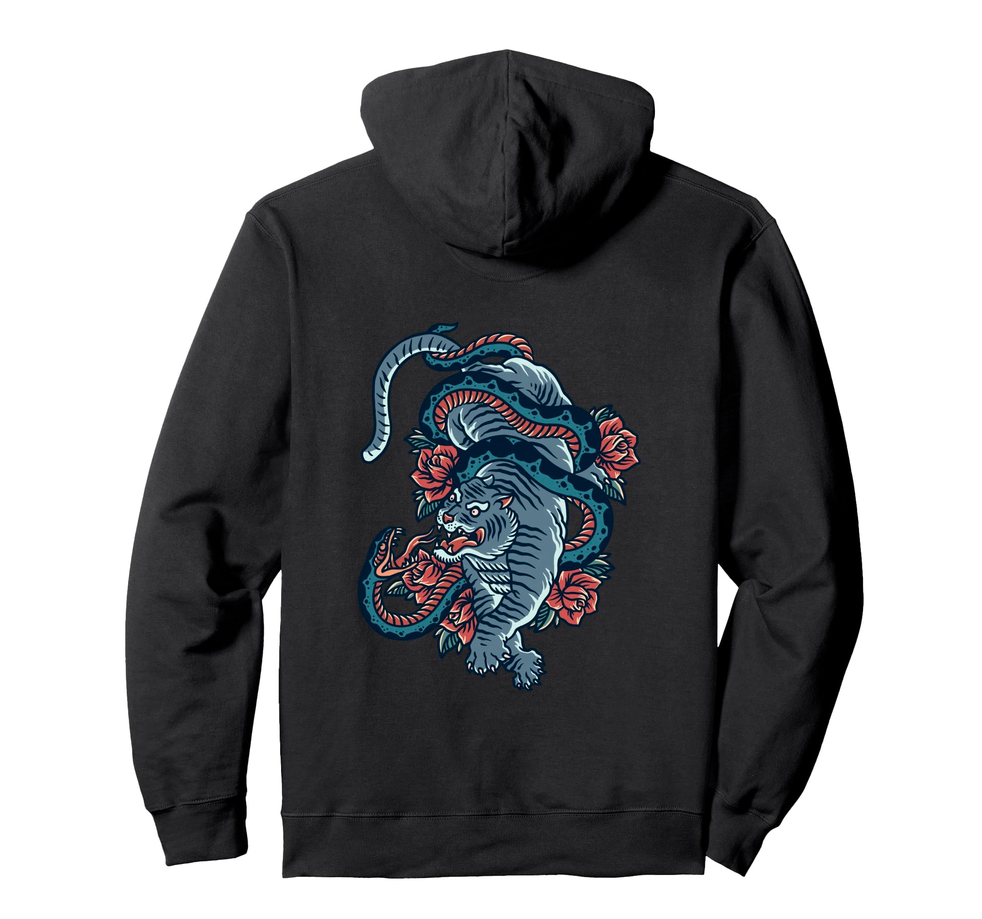 Tiger Snake Fight Backprint Aesthetic Edgy Hoodie - Trendy Graphic Unisex - T-Shirt, Sweatshirt, Hoodie