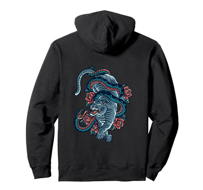 Tiger Snake Fight Backprint Aesthetic Edgy Hoodie - Trendy Graphic Unisex - T-Shirt, Sweatshirt, Hoodie