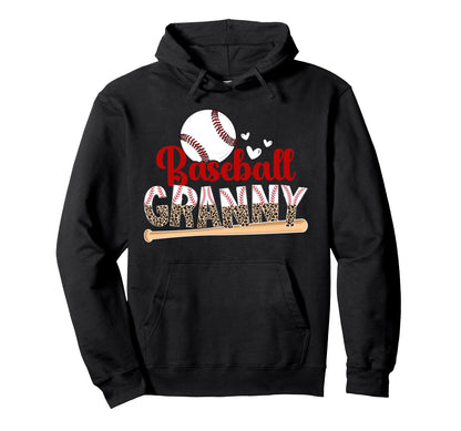 Baseball Granny Leopard Granny Baseball Hoodie - Graphic Print Men Women - T-Shirt, Sweatshirt, Hoodie