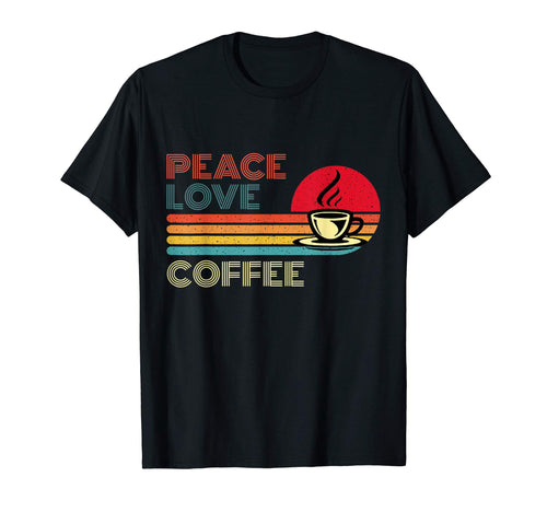 Peace Love Coffee Striped Sunset T-Shirt - Custom Art Print for Adults - T-Shirt, Sweatshirt, Hoodie