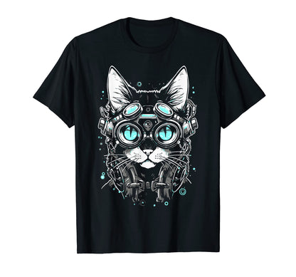 Futuristic Cat Japanese Cyberpunk T-Shirt - Minimalist Print Men Women - T-Shirt, Sweatshirt, Hoodie