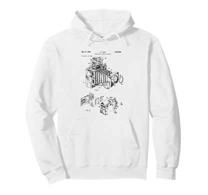 Camera Diagram Patent 1966 Photography Hoodie - Novelty Apparel for Adults - T-Shirt, Sweatshirt, Hoodie