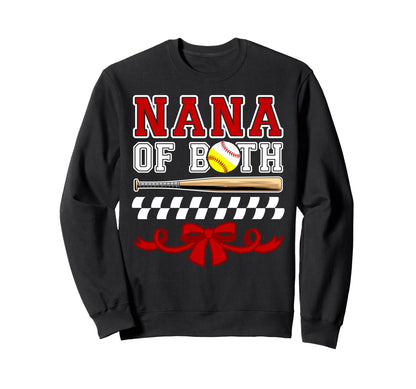 Nana Both Coquette Baseball Softball Sweatshirt - Graphic Print Unisex - T-Shirt, Sweatshirt, Hoodie