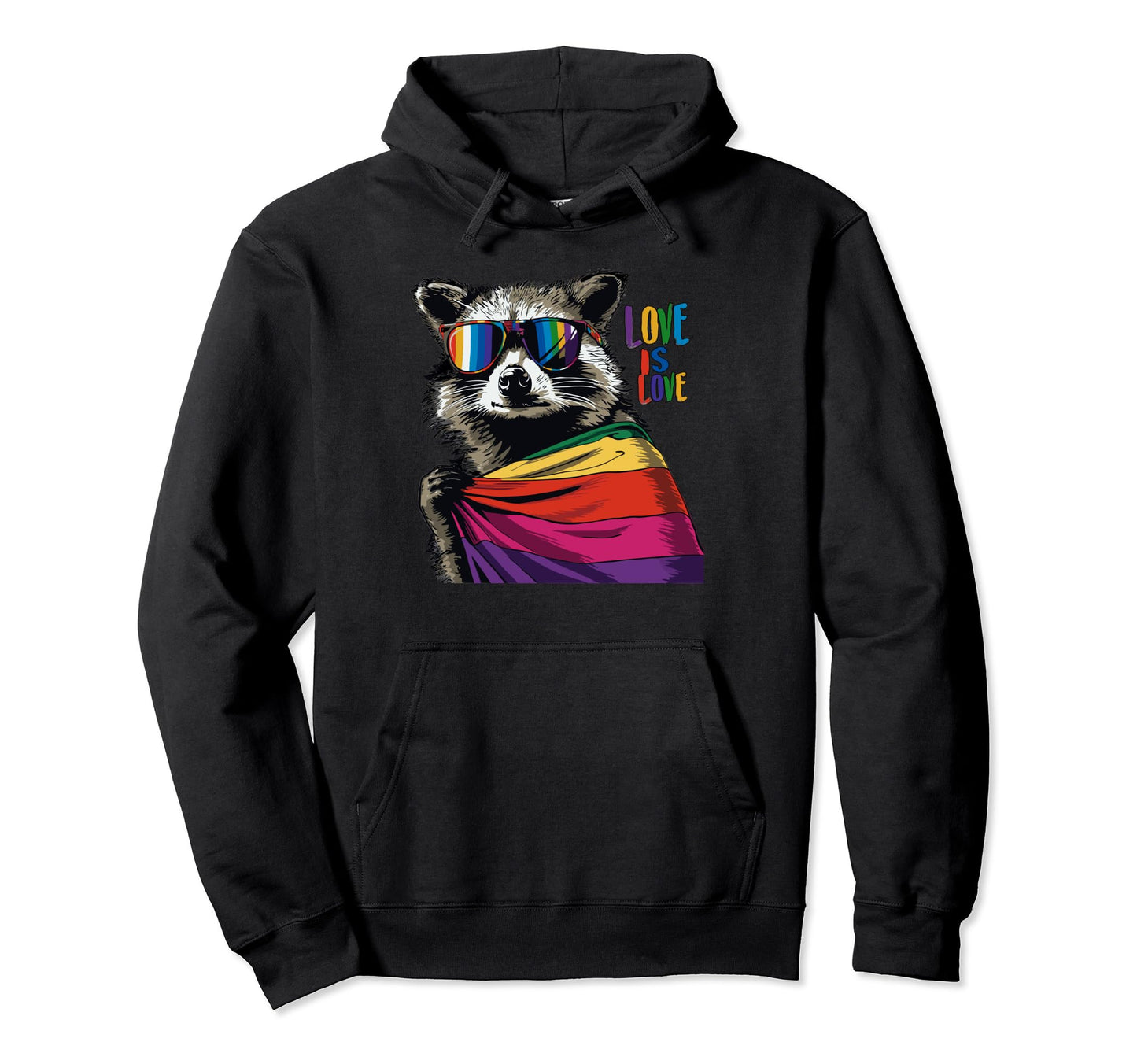Funny Raccoon Love Sunglasses Summer Hoodie - Minimalist Print for Adults - T-Shirt, Sweatshirt, Hoodie