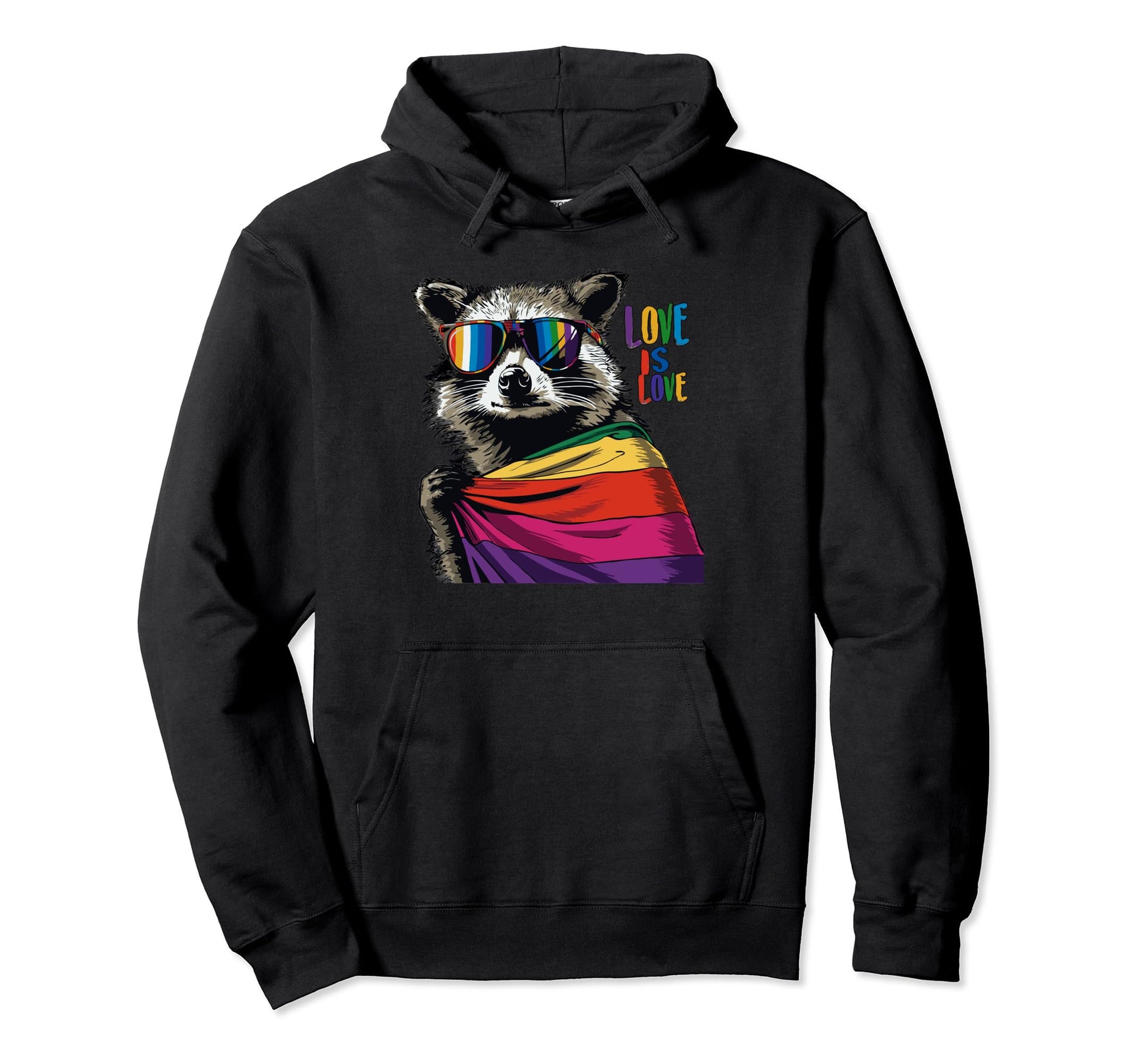 Funny Raccoon Love Sunglasses Summer Hoodie - Minimalist Print for Adults - T-Shirt, Sweatshirt, Hoodie