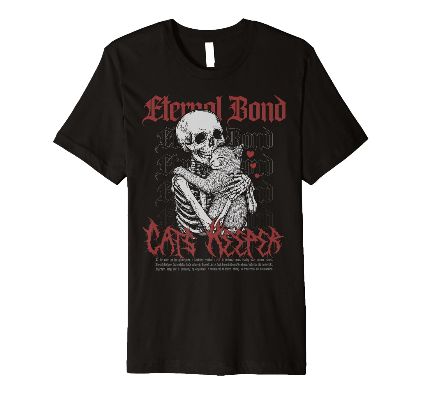 Skeleton Cuddles Cat Black Gothic T-Shirt - Novelty Apparel Unisex - T-Shirt, Sweatshirt, Hoodie