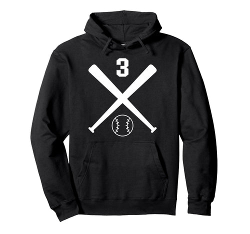 Baseball Softball Number 3 Hoodie - Streetwear Style for Adults - T-Shirt, Sweatshirt, Hoodie