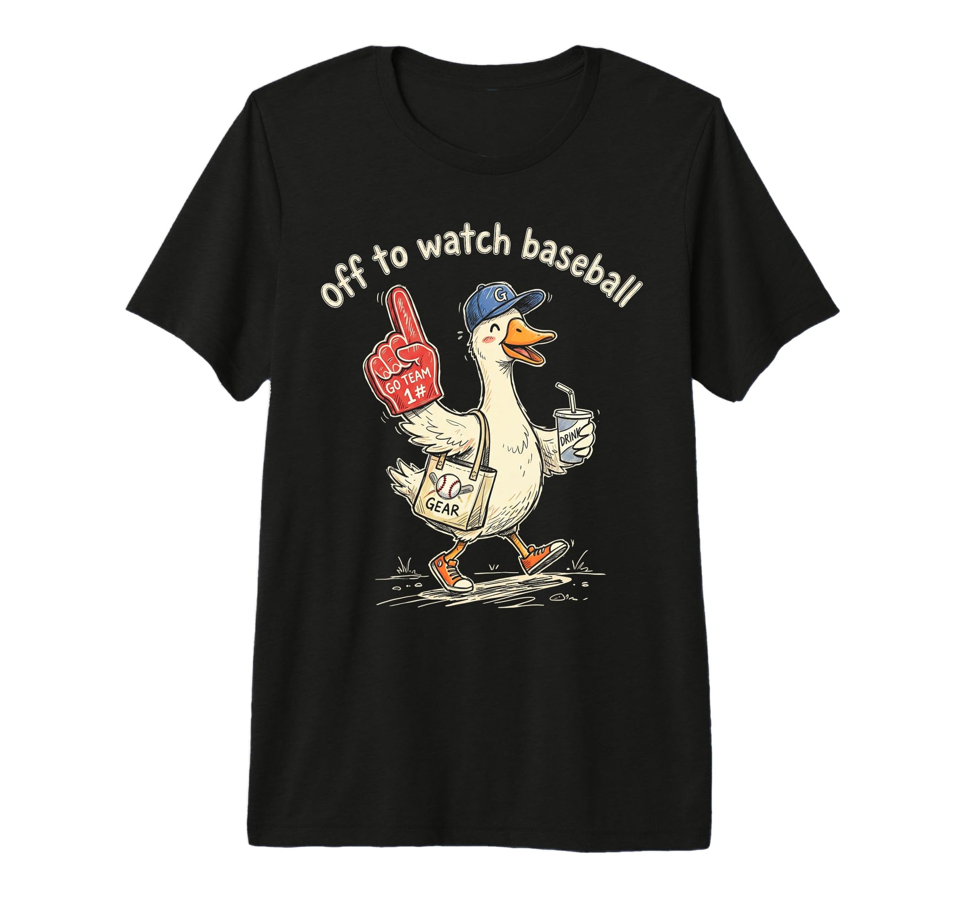 Off To Watch Basebal Silly Goose Funny T-Shirt - Unique Graphic for Adults - T-Shirt, Sweatshirt, Hoodie