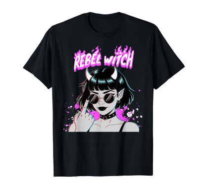 Demon Rebel Witch Vaporwave T-Shirt - Casual Everyday Wear for Adults - T-Shirt, Sweatshirt, Hoodie