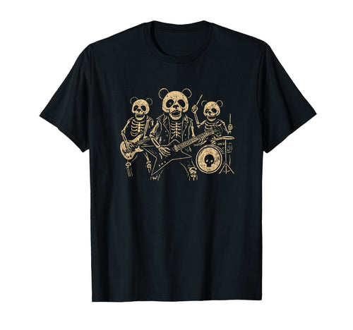 Skeleton Panda Rock Band Horror Punk T-Shirt - Casual Everyday Wear Unisex - T-Shirt, Sweatshirt, Hoodie