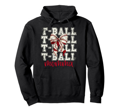 Tball Momma Teeball T Ball Coquette Hoodie - Unique Graphic Unisex - T-Shirt, Sweatshirt, Hoodie