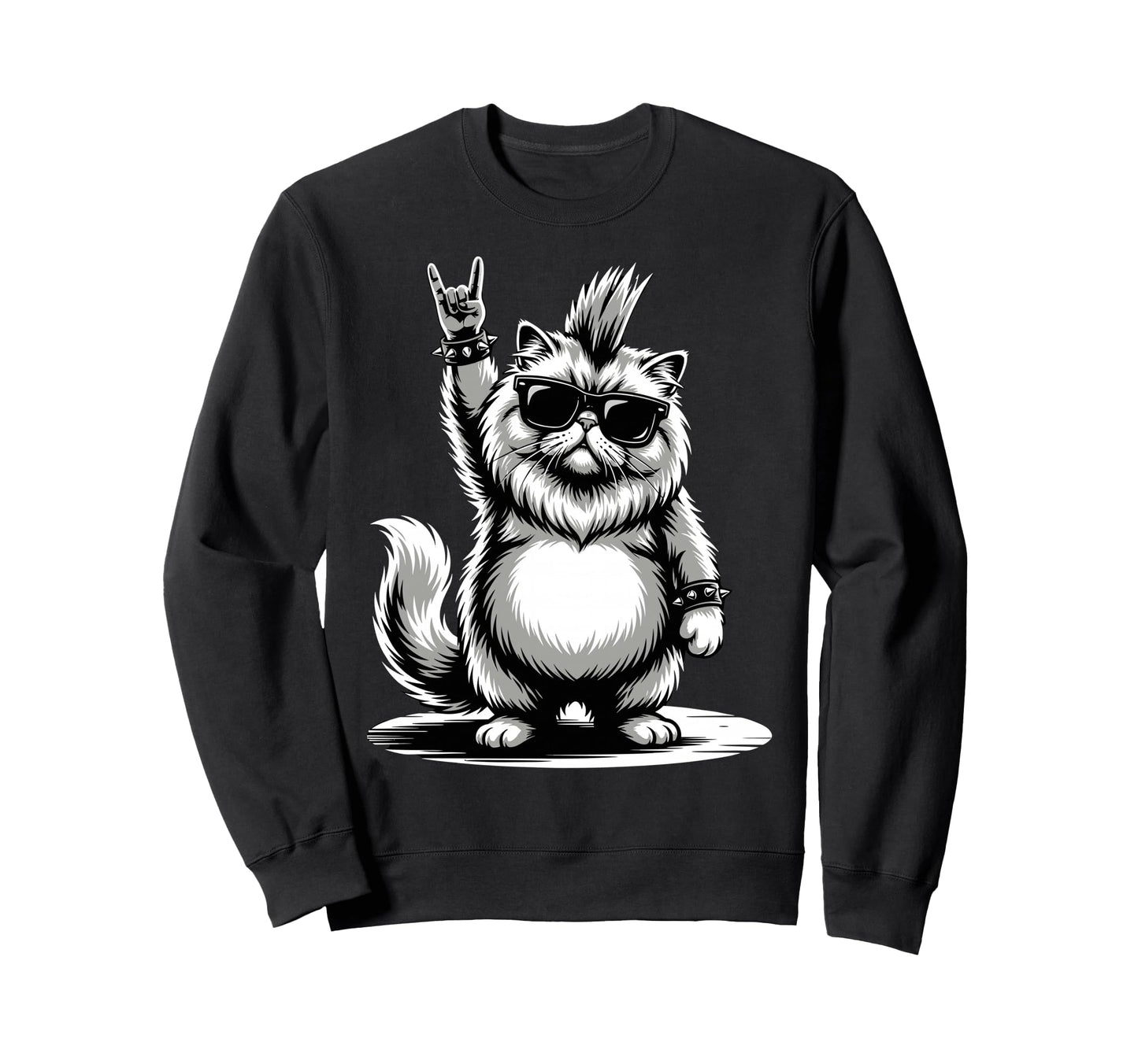 Funny Fatty Cat Loving Rock And Roll Sweatshirt - Minimalist Print Unisex - T-Shirt, Sweatshirt, Hoodie