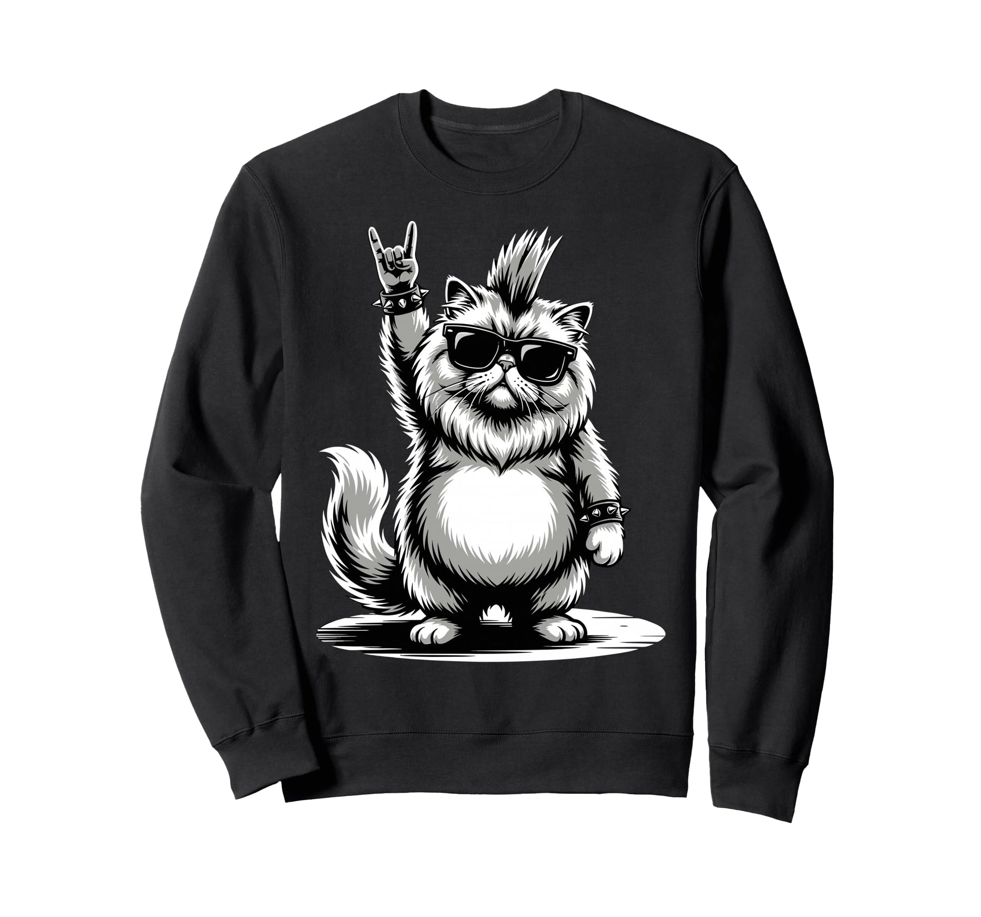 Funny Fatty Cat Loving Rock And Roll Sweatshirt - Minimalist Print Unisex - T-Shirt, Sweatshirt, Hoodie