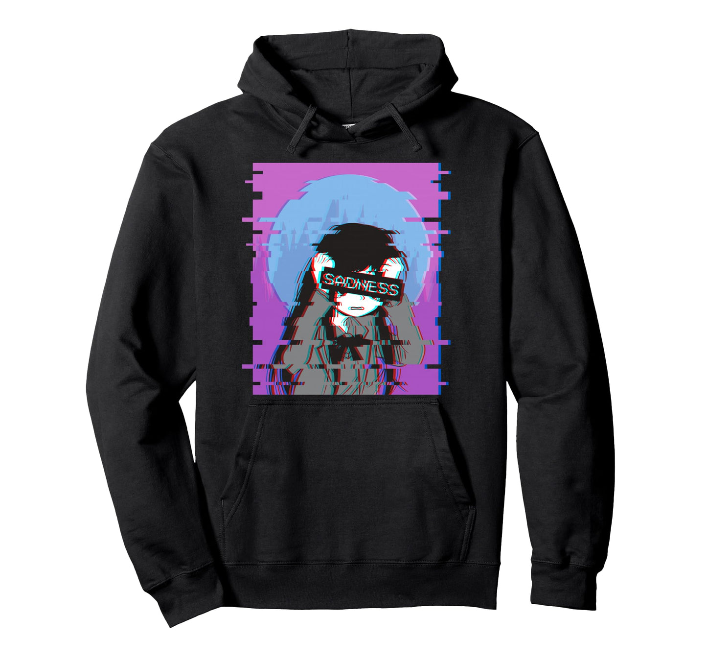 Sad Anime Japanese Aesthetic Hoodie - Fun Novelty Design for Adults - T-Shirt, Sweatshirt, Hoodie