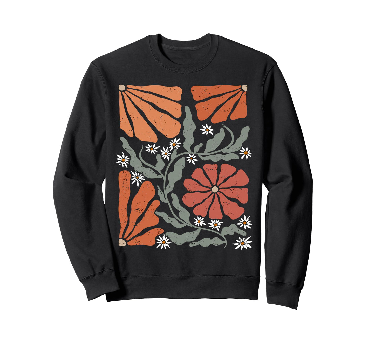 Floral Boho Matisse Daisy Flower Sweatshirt - Custom Art Print for Adults - T-Shirt, Sweatshirt, Hoodie