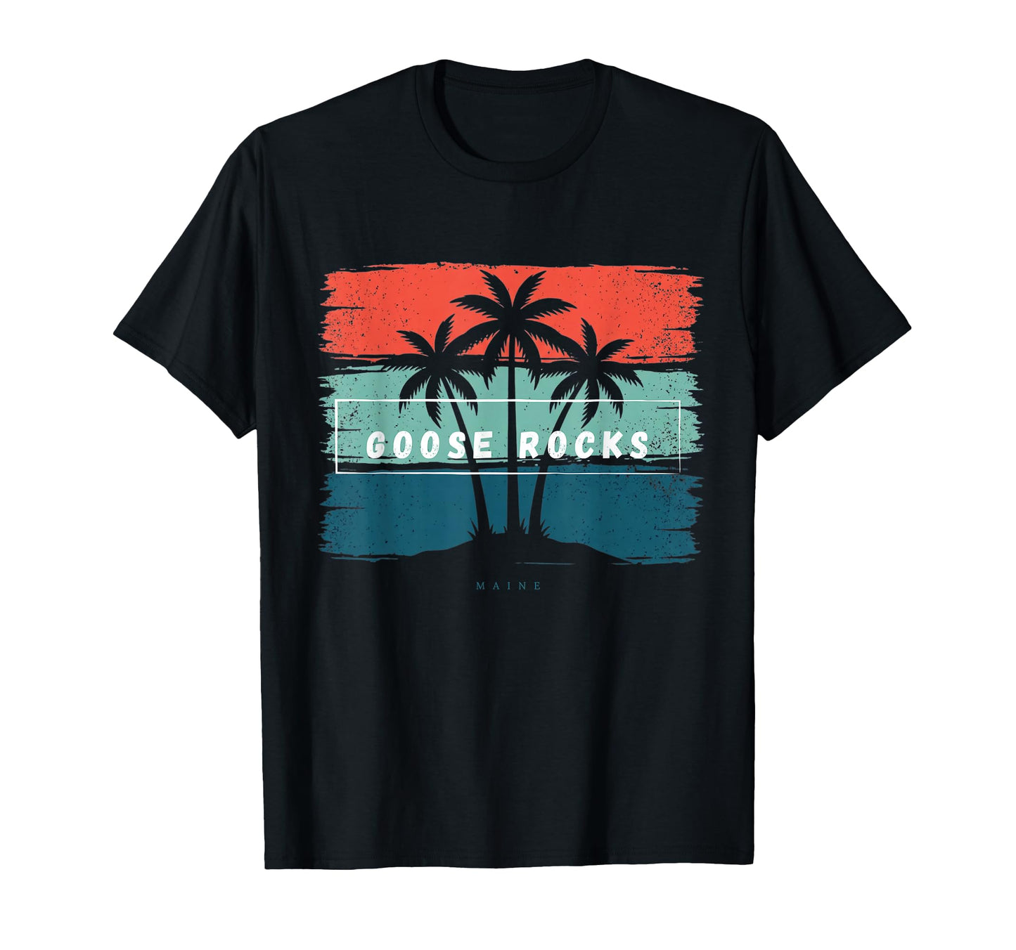 Goose Rocks Maine Summer Beach Palm T-Shirt - Minimalist Print for Adults - T-Shirt, Sweatshirt, Hoodie