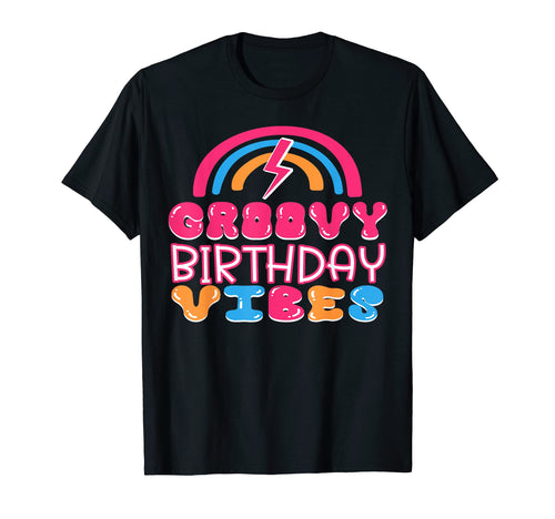 Groovy Birthday Vibes Rainbow Birthday T-Shirt - Graphic Print for Adults - T-Shirt, Sweatshirt, Hoodie