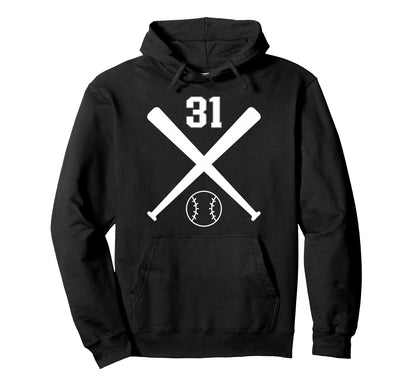 Baseball Softball Number 31 Hoodie - Graphic Print Unisex - T-Shirt, Sweatshirt, Hoodie