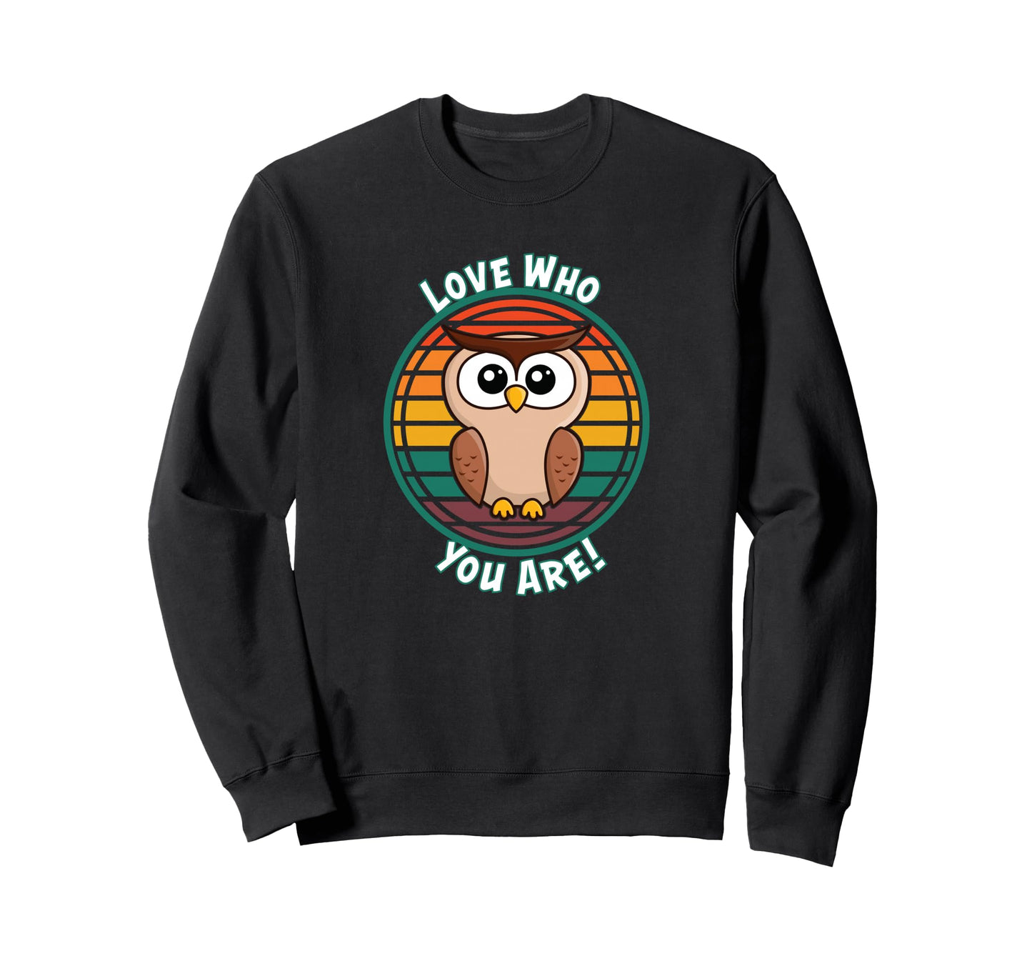 Cartoon Owl Big Eyes Rainbow Sweatshirt - Fun Novelty Design for Adults - T-Shirt, Sweatshirt, Hoodie
