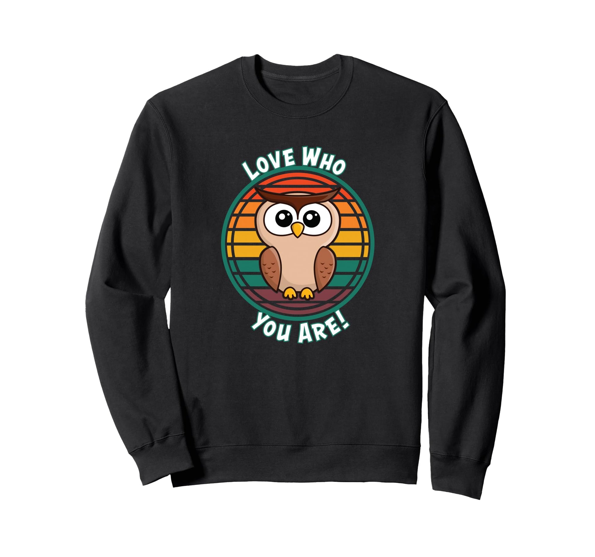 Cartoon Owl Big Eyes Rainbow Sweatshirt - Fun Novelty Design for Adults - T-Shirt, Sweatshirt, Hoodie