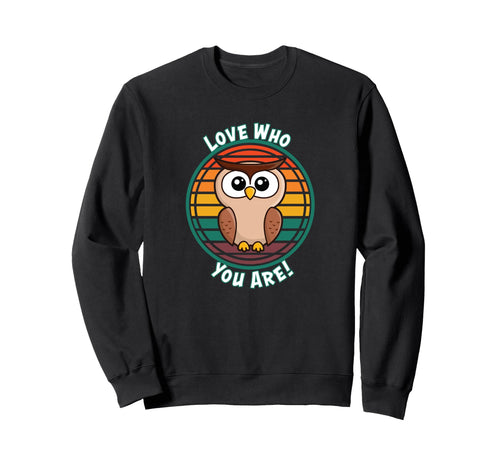 Cartoon Owl Big Eyes Rainbow Sweatshirt - Fun Novelty Design for Adults - T-Shirt, Sweatshirt, Hoodie