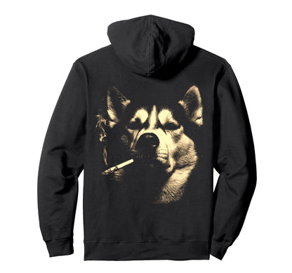 Siberian Husky Smoking Cigarette Hoodie - Casual Everyday Wear Men Women - T-Shirt, Sweatshirt, Hoodie