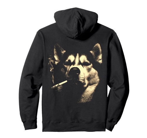 Siberian Husky Smoking Cigarette Hoodie - Casual Everyday Wear Men Women - T-Shirt, Sweatshirt, Hoodie