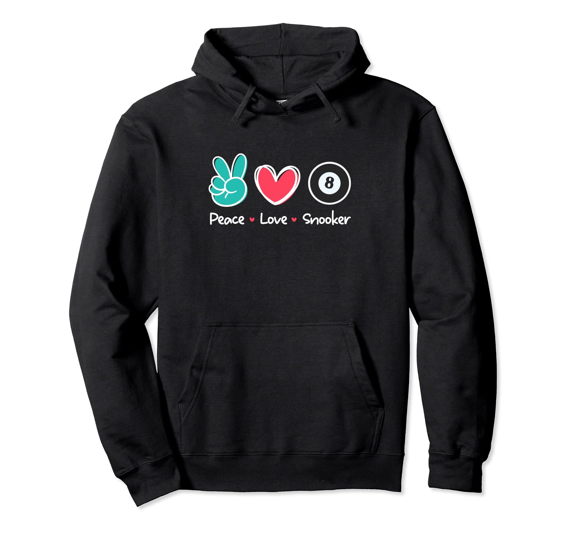 Funny Peace Love Snooker Table Play Hoodie - Trendy Graphic for Adults - T-Shirt, Sweatshirt, Hoodie
