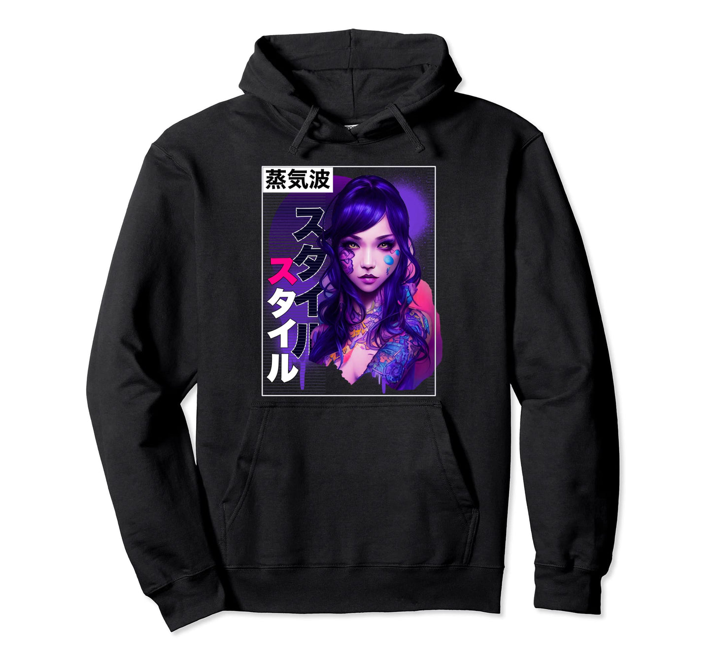 Tattooed Anime Japanese Vaporwave Soft Hoodie - Unique Graphic Unisex - T-Shirt, Sweatshirt, Hoodie