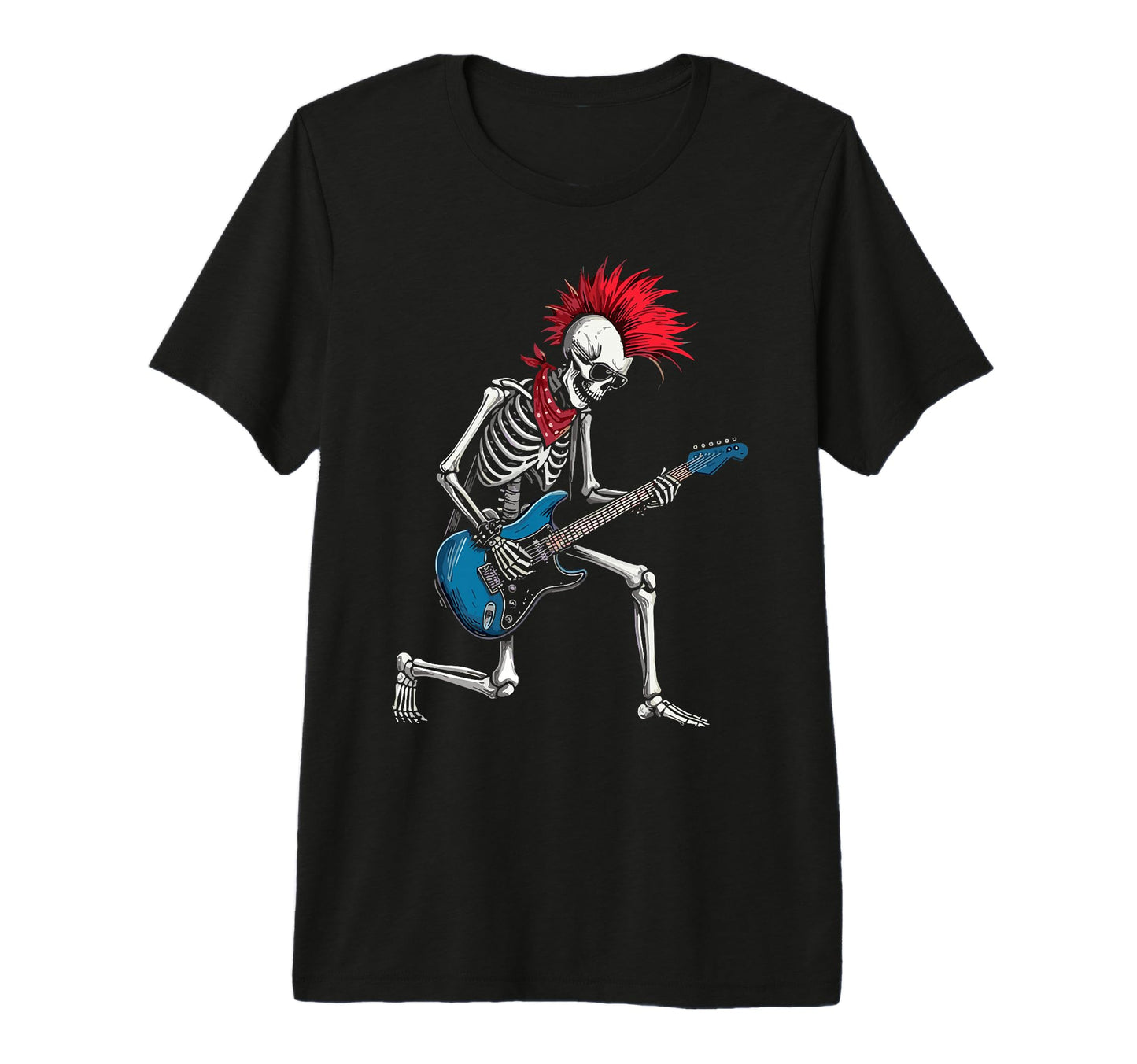 Funny Skeleton Playing Guitar Usa T-Shirt - Custom Art Print Unisex - T-Shirt, Sweatshirt, Hoodie